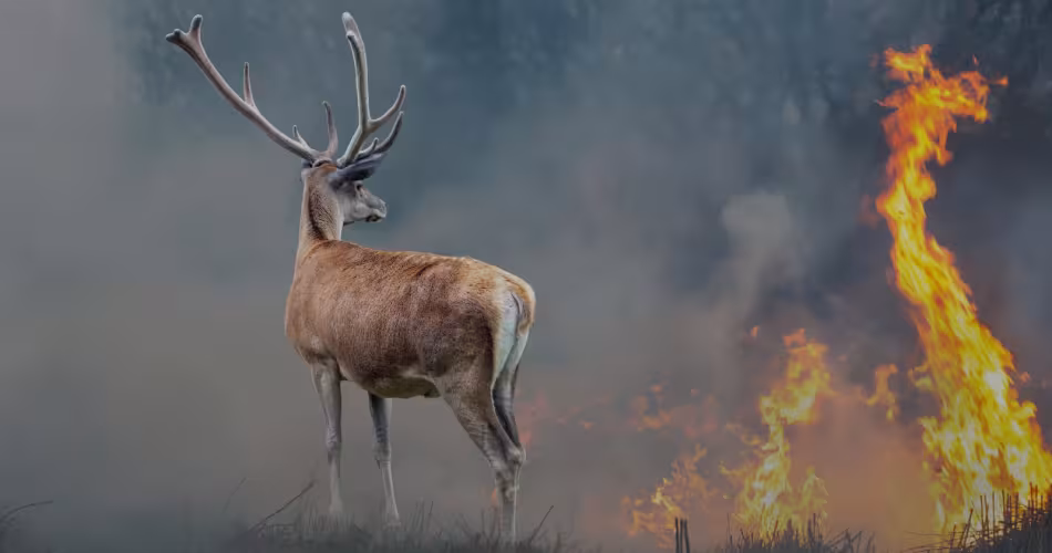 Un cervidé face aux flammes en Turquie