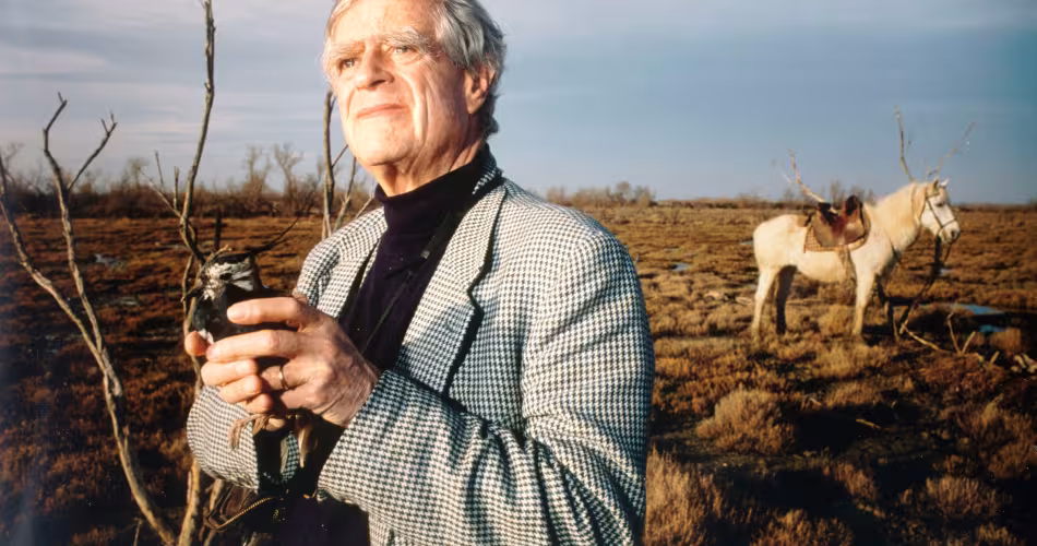 Dr Luc Hoffmann, ancien vice président du WWF International à la Tour du Valat, Camargue, France