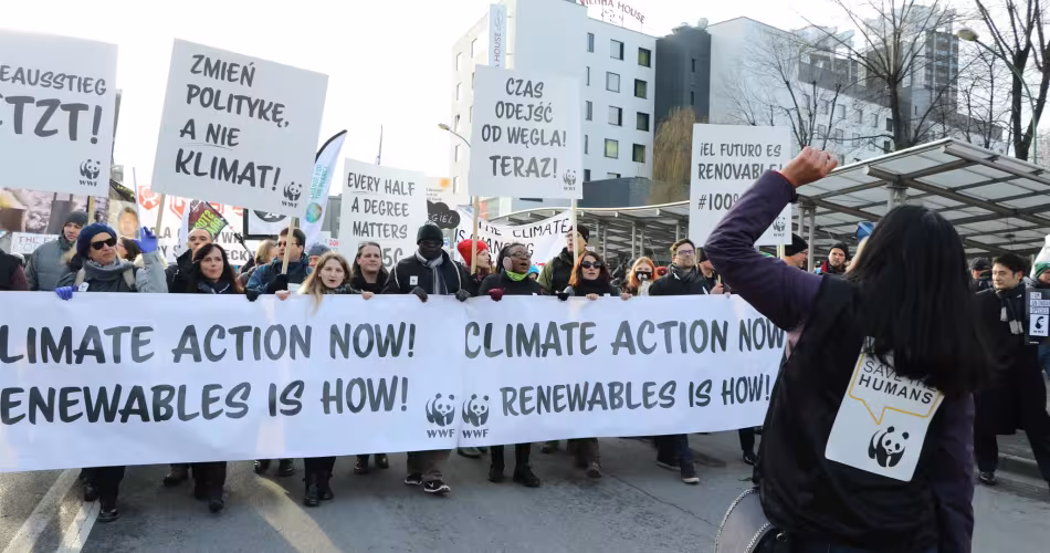 Un rassemblement pour le climat durant la COP24 à Katowice en Pologne.