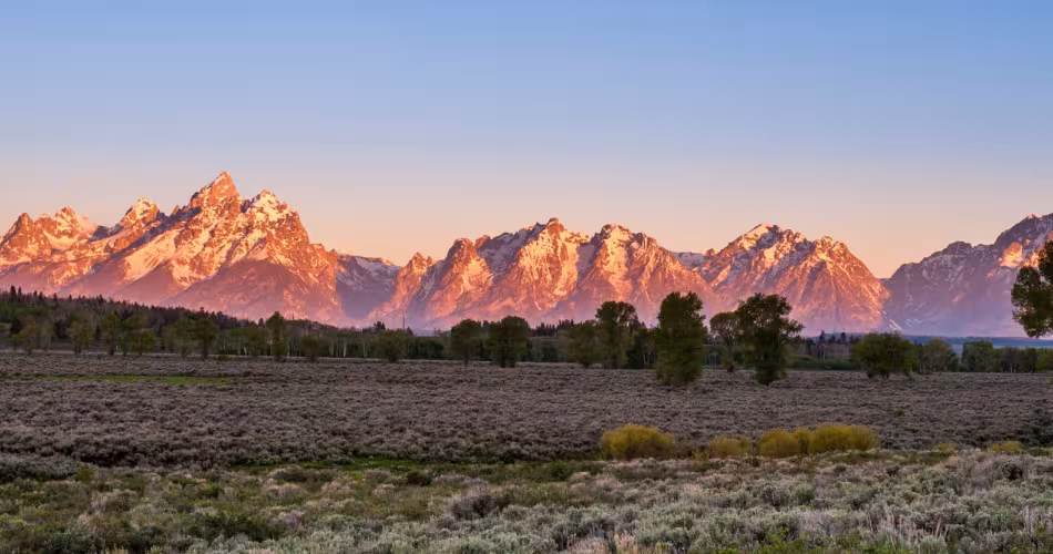 Vue sur la chaîne de montagnes du Grand Tetons, Wyoming, Etats-Unis