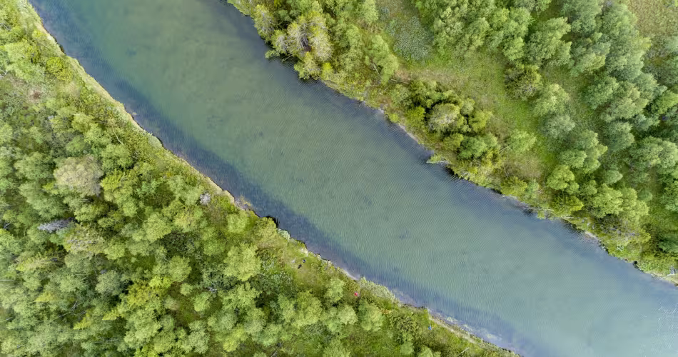 Vue aérienne d'une rivière