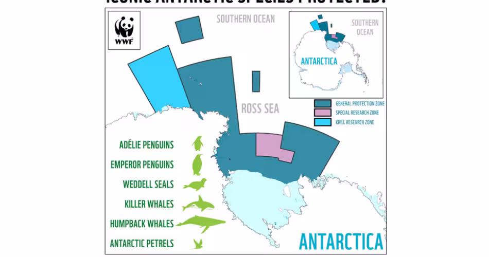 Carte de répartition des Aires Marines Protégées en Antarctique 