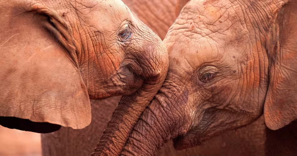 Deux éléphanteaux d'Afrique