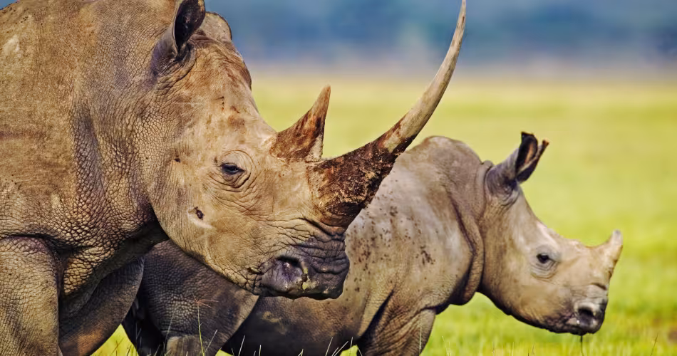 Deux rhinocéros blancs dans le parc national du Kenya