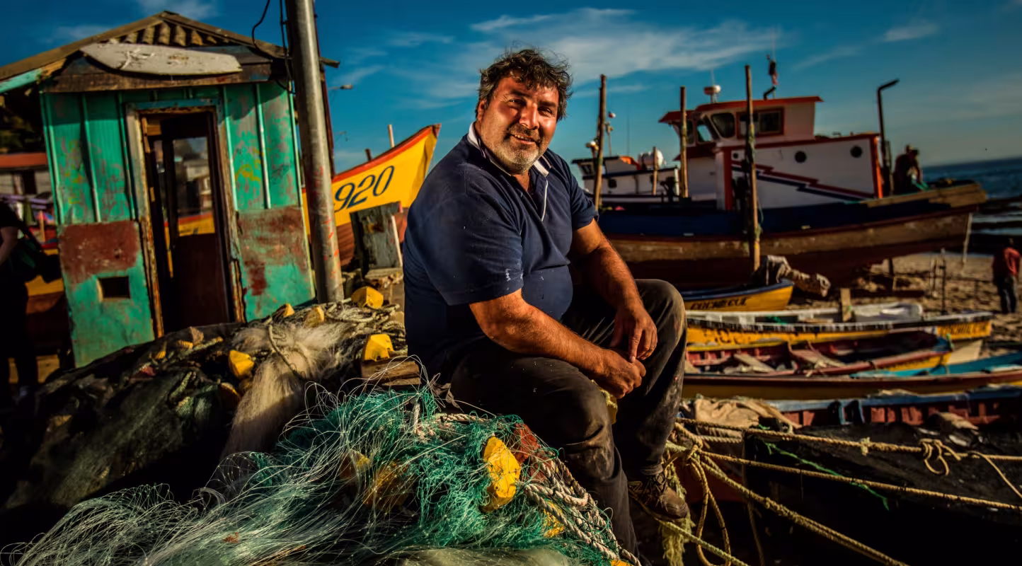 Antonio Bustos, président du syndicat des pêcheurs artisanaux de Cocholgue (Chili)