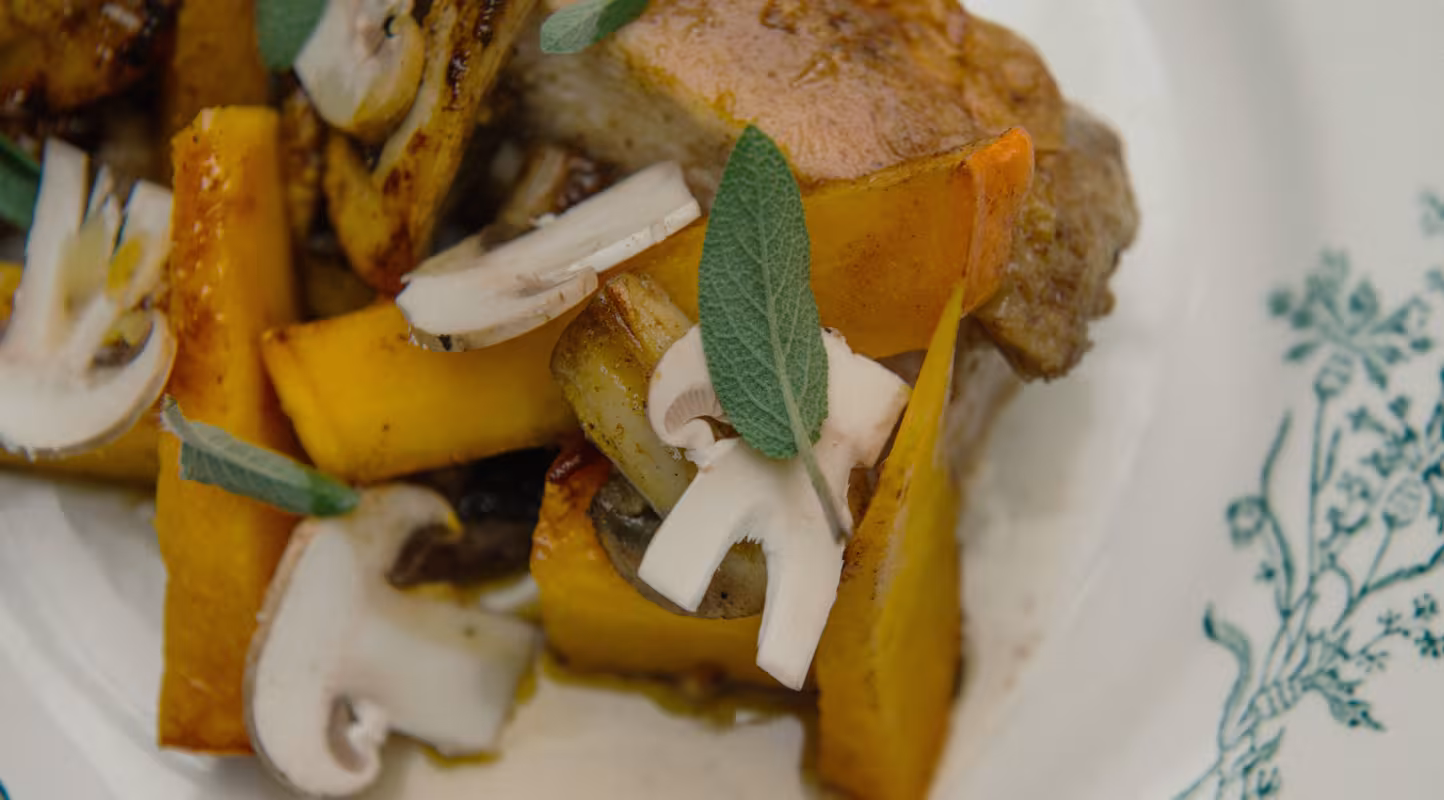 Recette de poulet saumuré et son potimarron poêlé