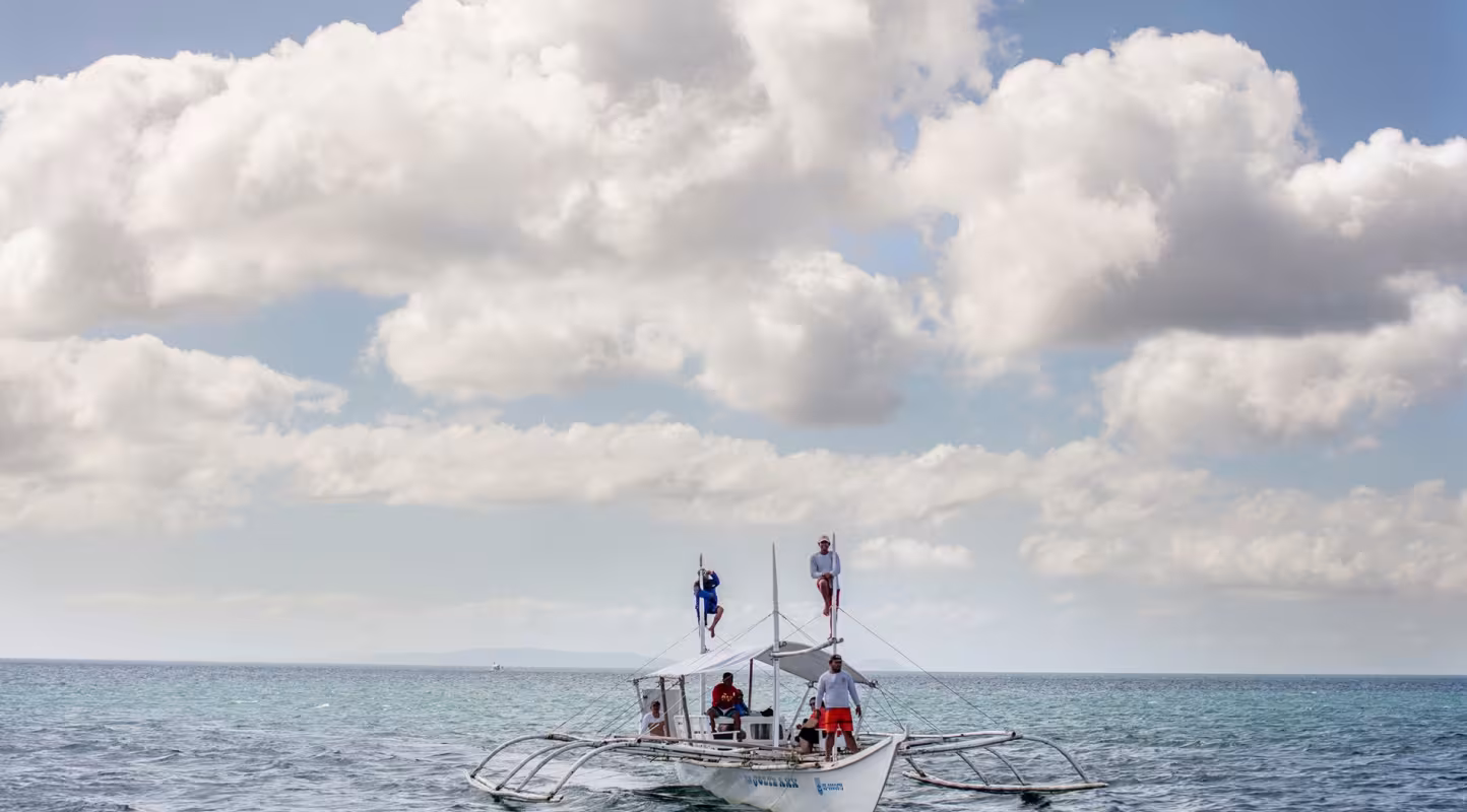 Bateau pour l'observation touristique de requins-baleines, Donsol, Philippines