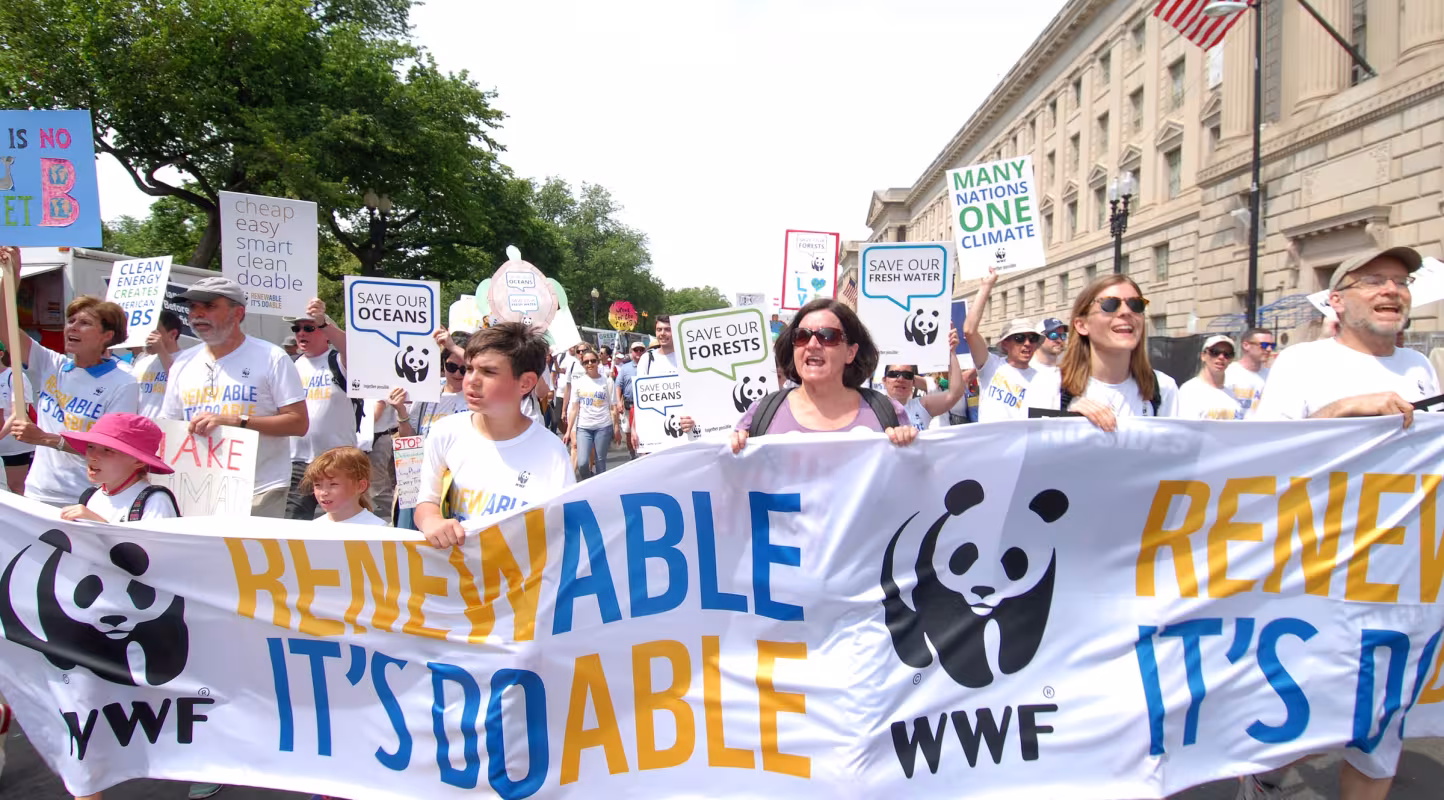 Des citoyens marchent pour le climat en 2014 à Washington, Etats-Unis