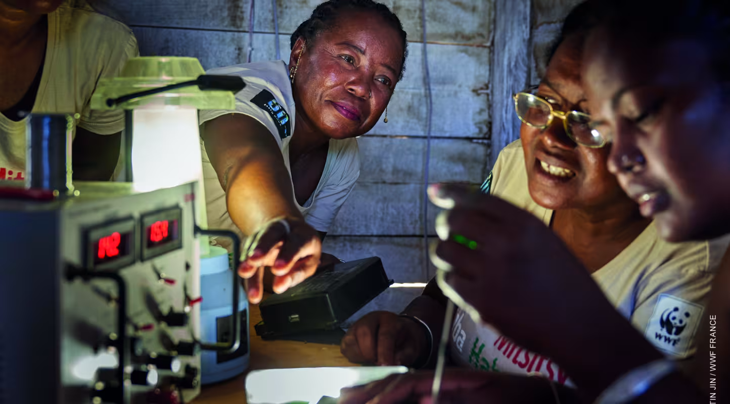 Les grands-mères "solaires" travaillent à l'installation de batteries, de régulateurs et lampes LED