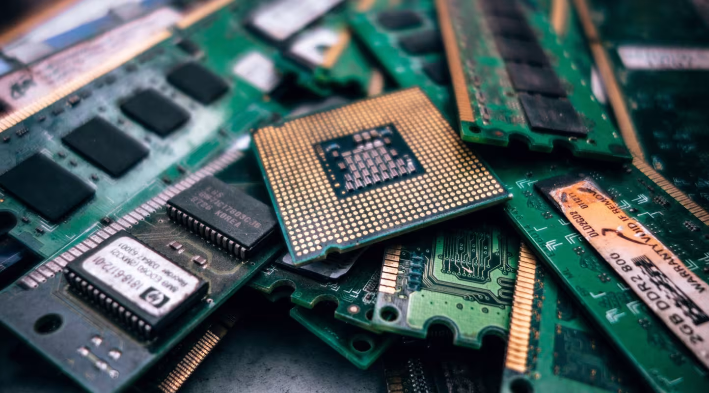 Un tas de cartes mémoire d'ordinateur